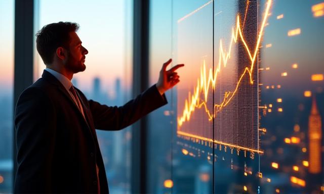 Business growth chart with predictive data overlay